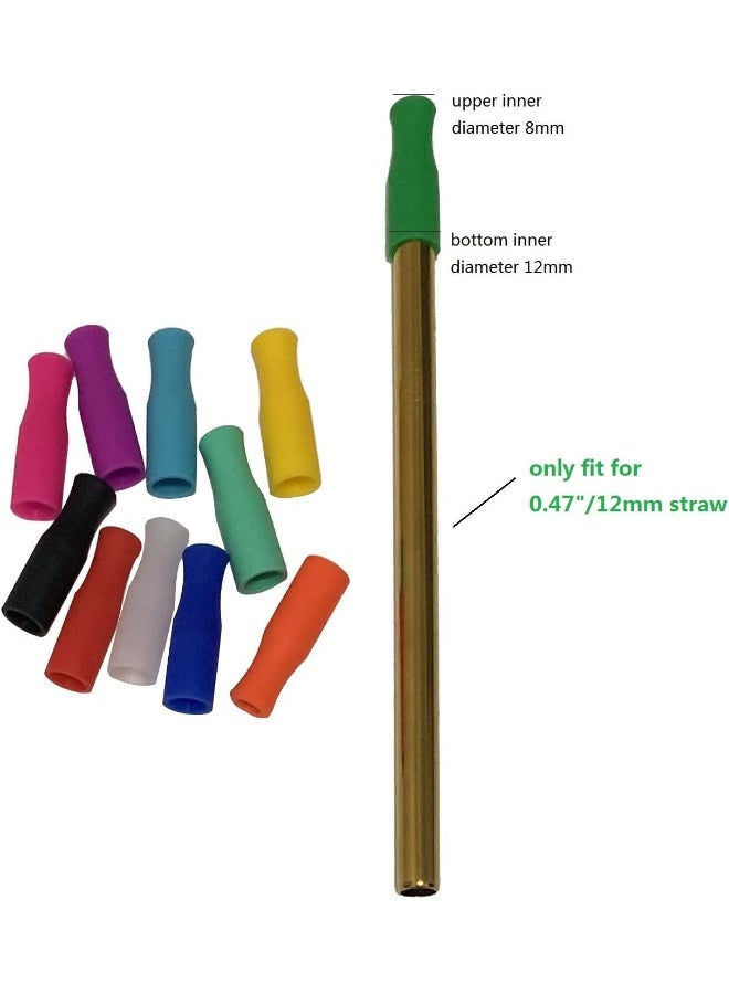 JIEFU Super Big Large Straws Silicone Tips 11pcs Food Grade Reusable Straw Tips Only Fit for 1/2 Inch Wide (12mm Diameter) Stainless Steel Straws and Smoothie Glass straws - Image 5